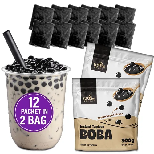Vista 8 de Fusion Select Instant Boba - Perlas de tapioca instantáneas sin cocinar para bebidas de té de burbujas, leche dulce caliente o fría - Microondas
