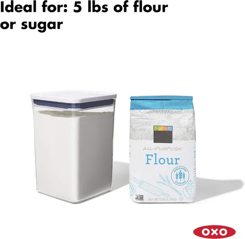 Vista 3 de OXO Good Grips - Juego de recipientes de 6 piezas con cucharas + 8 piezas Baking Essentials POP contenedores, color blanco
