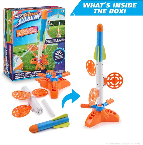 Vista 6 de NERF Super Soaker SkyBlast - Rociador de objetivo para niños al aire libre - Juegos de agua de verano