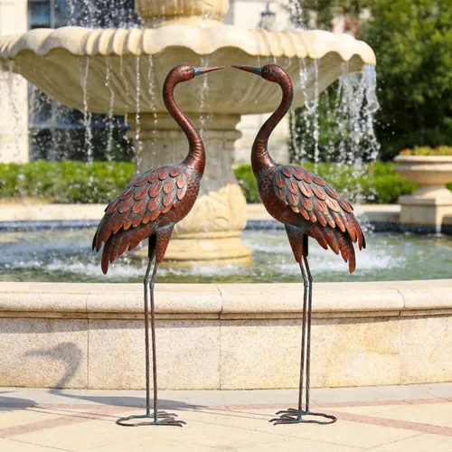 Vista 10 de Estatuas y esculturas de grúa de jardín al aire libre Chisheen Arte de patio de metal Estatua para decoración de jardín de tamaño grande