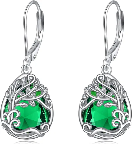 Vista 259 de Aretes colgantes con forma de lágrima de filigrana de piedra lunar de plata de ley 925 con cierre de palanca para mujer, regalos de joyería