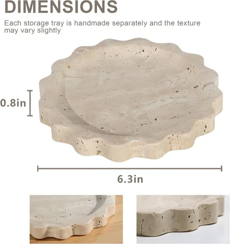 Vista 5 de Bandeja de joyería de mármol, cuenco Catchall para anillos y llaves - Organizador de tocador con diseño de piedra natural, decoración del hogar