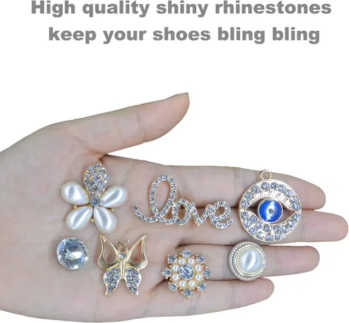 Vista 3 de Dijes brillantes para zapatos para mujeres, adolescentes y niñas, accesorios de decoración de zapatos lindos para zuecos, paquete de dijes geniales