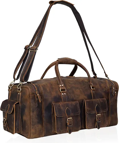 Vista 5 de Bolsas de lona grandes para hombres bolsa de viaje de cuero bolsa de viaje para gimnasio durante la noche bolsa de fin de semana deportiva