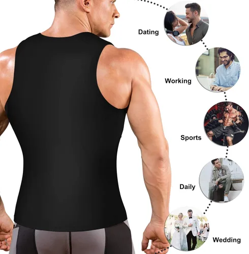 Vista 3 de Ursexyly Camisa de compresión para hombre, chaleco moldeador de capa base, chaleco con control de abdomen, camiseta sin mangas