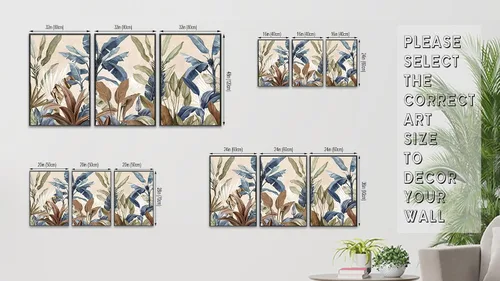 Vista 3 de Arte de Pared Botánico Enmarcado Grande - Decoración de Pared de Hojas Tropicales 16"x24" Juego de 3 Impresiones de Arte Bohemio Beige Pintura