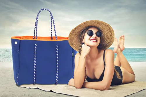 Vista 7 de QOGiR Bolsa de playa multiusos de neopreno con bolsillo interior con cierre de cremallera
