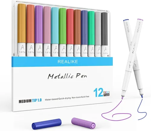 Vista 8 de REALIKE - Bolígrafos variados para Cricut Maker 3/Maker 4/Maker/Explore 3/4/Air 2/Air, juego de 7 bolígrafos negros, incluye bolígrafo de punta