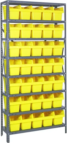 Vista 94 de Quantum QSBU-245BK Heavy Duty Shelving Unit with (7) Shelves and (24) QUS245 Black Bins for Garage Warehouse Storage Distribution 400 lb Load