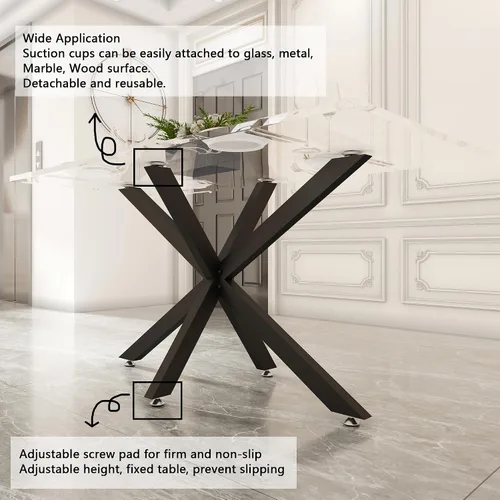 Vista 9 de Patas de mesa de comedor modernas de metal de 30 pulgadas con ventosas, base de escritorio resistente para superficie de mármol, vidrio, madera