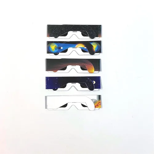 Vista 2 de Bookishbunny 5 pares de gafas de papel de los espectadores del eclipse solar que ven el sol ISO certificaron 5pk, Varios