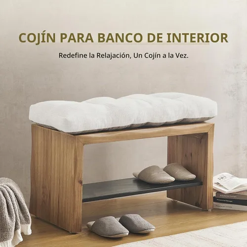 Vista 7 de downluxe Cojín de banco de interior para muebles de interior, cojín de asiento de banco de espuma texturizada, antideslizante, copetudo, 36 x 14 x 4