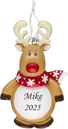 Vista 12 de 2025 Adorno de Navidad personalizado para niños – Recuerdo festivo con nombre y año personalizados – Adorno de árbol de Navidad con diseño de animal