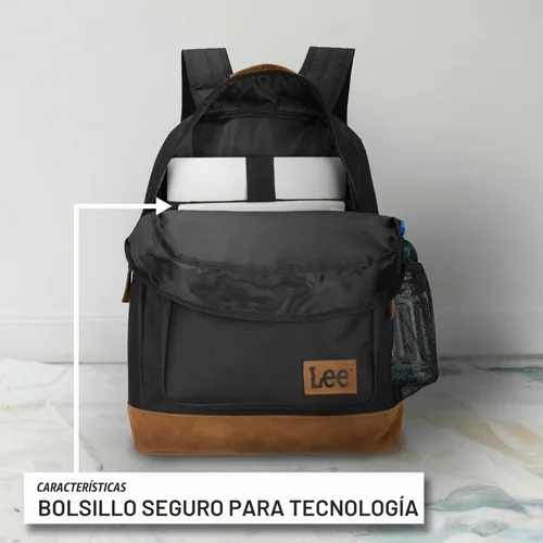Vista 6 de Lee Authentic Jeans Company - Mochila de estudio para clase, funda acolchada para portátil de 15.6 pulgadas (negro)
