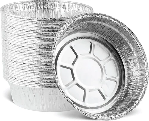 Vista 10 de PLASTICPRO Moldes redondos profundos de papel de aluminio de 10 pulgadas, aluminio desechable, aptos para congelador y horno - Para hornear