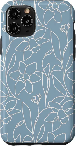 Vista 29 de Poppy Flower Line Art Modern Leaves Boho Light Blue Case for iPhone 17