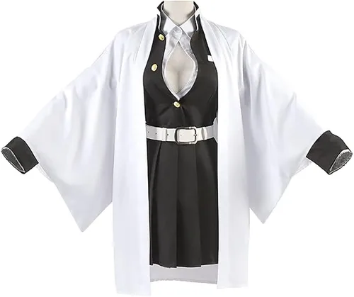 Vista 3 de Disfraz de anime para cosplay de TKanroji Mitsuri, traje de cosplay de anime de Halloween, kimono de tela