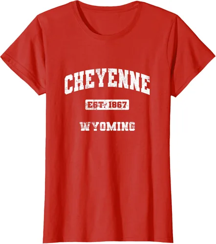 Vista 30 de Cheyenne Wyoming WY vintage state Camiseta de estilo atlético, Negro
