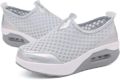 Vista 3 de L LOUBIT Women Walking Shoes Slip on Athletic Platform Mesh Tennis Breathable Wedge Sneakers