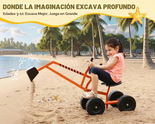 Vista 7 de Albott Excavadora de arena manejable con grúa de juguete que funciona con ruedas de 8 pulgadas y asiento giratorio de 360° (naranja) Kids