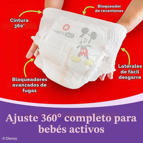 Vista 3 de Huggies Little Movers HuggFit 360 pañales talla 3, 168