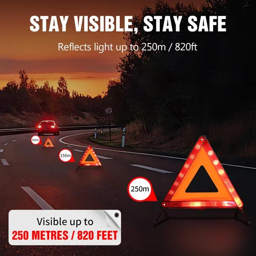 Vista 3 de XOOL Triángulo de advertencia triángulo de advertencia de emergencia Reflector Triángulo Triángulo Kit de triángulo de seguridad adecuado