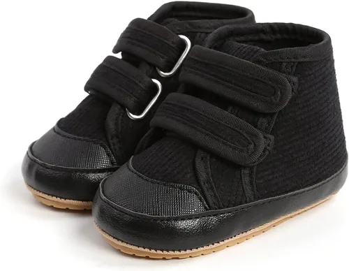 Vista 5 de COSANKIM Zapatos deportivos para bebé niño y niña, zapatos de tobillo altos, antideslizantes, suela suave, zapatos de cuna para niños pequeños