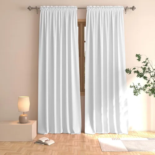 Vista 22 de UPOPO Cortinas beige de 45 pulgadas de largo para oscurecer la habitación, paneles de cortina para ventana, bolsillo para cortinero, cortinas