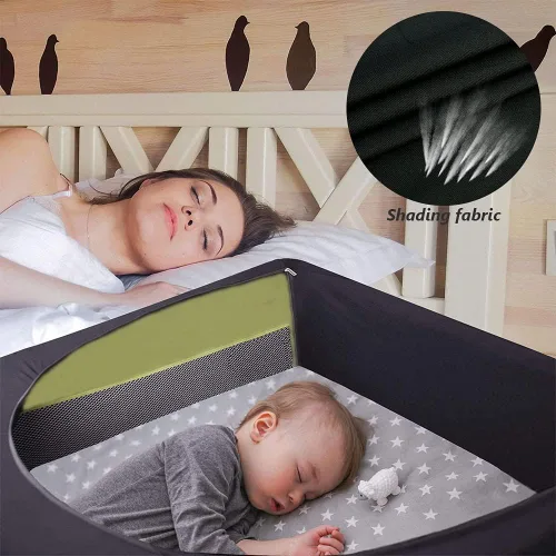 Vista 6 de Funda opaca para cuna, tienda de campaña opaca elástica para Pack N Play, funda plegable para cama de bebé con rejillas de seguridad, parasol