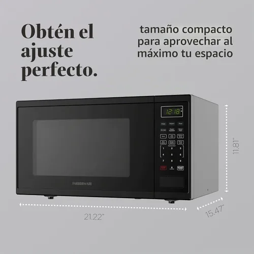 Vista 4 de Farberware - Horno microondas de encimera de 1.1 pies cúbicos – 1000 vatios de potencia, configuraciones de cocción automática, descongelación Negro