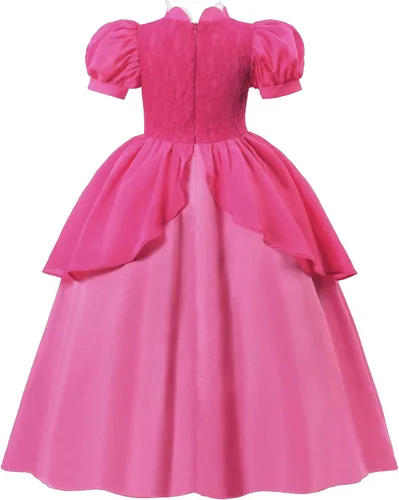 Vista 2 de DOCHEER Vestido de princesa melocotón para niñas pequeñas, disfraz para Halloween, fiesta de cumpleaños, traje rosa