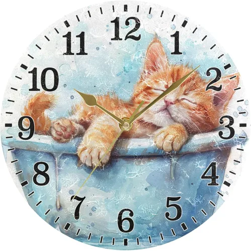 Vista 37 de JUNZAN Reloj de bañera con vino romántico espumoso y velas, reloj de pared silencioso de 10 pulgadas, pequeño reloj redondo, decoración de cocina