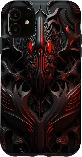 Vista 5 de iPhone 14 Alien Style Pattern Biomechanical and Mechanical Case