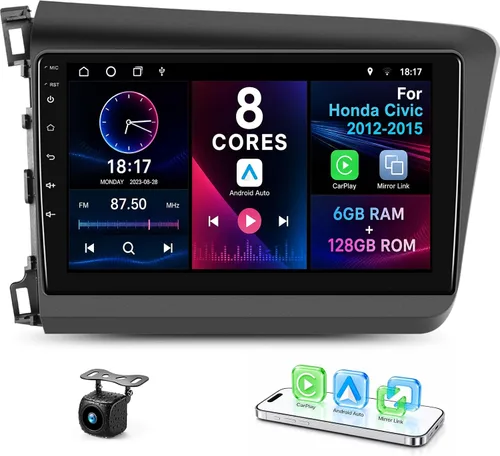 Vista 12 de [4+64GB] Estéreo de coche Android 15 de 11.5 pulgadas para Honda Civic 2012-2015 11.5 pulgadas 4+64G