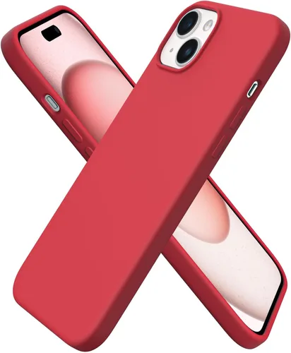 Vista 11 de ORNARTO Funda compatible con iPhone 15 Plus de 6.7 pulgadas, silicona líquida delgada de 3 capas cubierta completa de goma de gel suave, funda