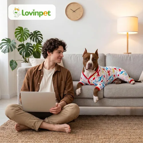 Vista 7 de LovinPet Pijama gigante para perros grandes, camisa de recuperación quirúrgica para perros grandes, pijamas para mascotas para perros, para dejar