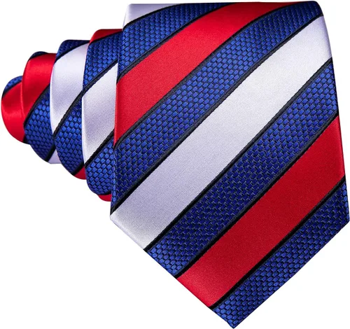 Vista 277 de Barry.Wang Juego de corbatas para hombre, corbata de seda a rayas, tejido a cuadros, gemelos formales, negocios, boda