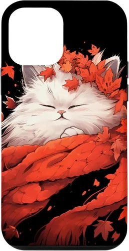 Vista 16 de Persian Cat Kitten Autumn Fall Leaves Thanksgiving Case for iPhone 16