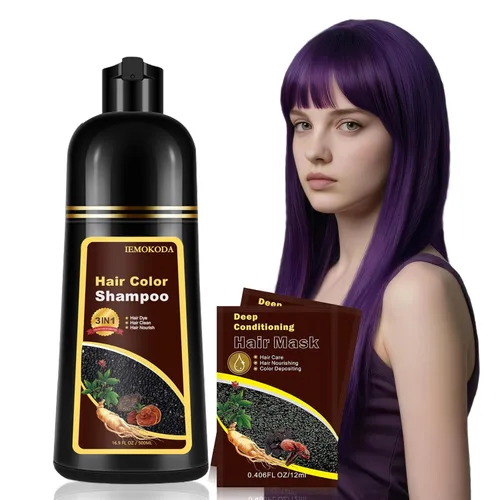 Vista 18 de Champú de tinte para cabello negro para cabello gris, champú instantáneo de color de cabello, champú de larga duración, champú para cabello negro