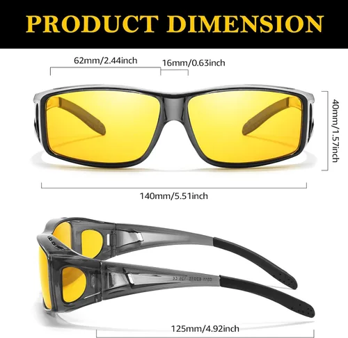 Vista 7 de TJUTR TN2511 - Lentes de conducción de visión nocturna para hombres y mujeres, lentes amarillas polarizadas antirreflejos para noche TN2511