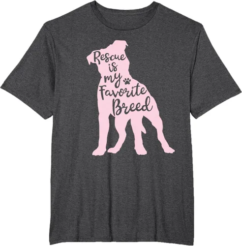 Vista 64 de Pitbull Rescue Is my Favorite Breed Dog Pit Bull Mama - Camiseta, Negro, S