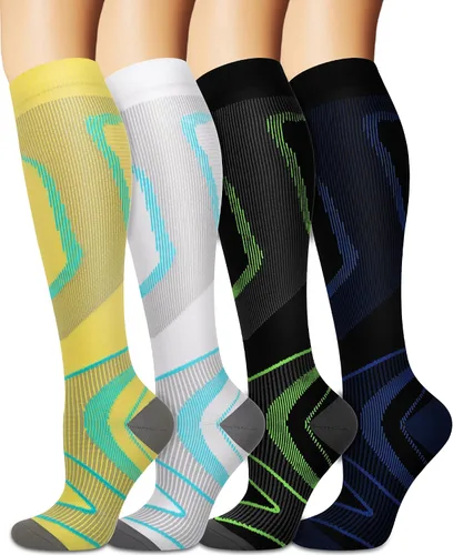 Vista 22 de Calcetines de compresión para mujeres y hombres circulación (3 pares) son el mejor apoyo para correr, atletismo, ciclismo, senderismo