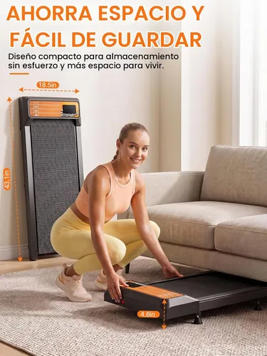 Vista 8 de RJOP Walking Treadmill Pad with Incline - Portable Under Desk Treadmill, Walking Pad with Handlebar, 2.5HP Low Noise, 2-in-1 Treadmill for Home