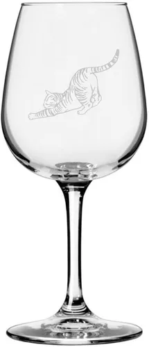 Vista 22 de Copa de vino de 12.75 onzas con temática de gato abisinio grabada para todo uso