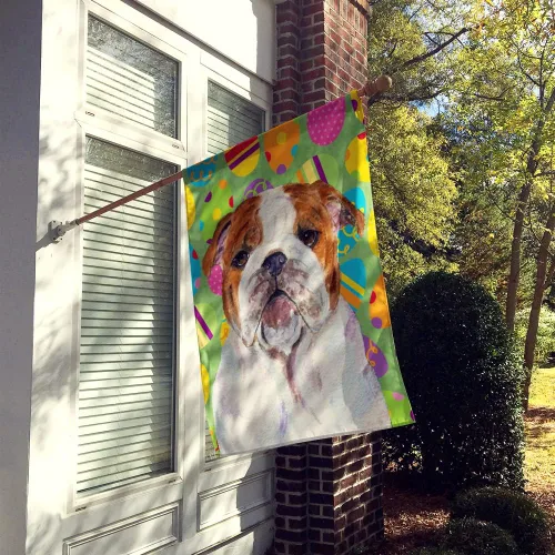 Vista 2 de Caroline's Treasures SS4829CHF Bulldog English Easter Eggtravaganza - Lienzo con bandera, grande, multicolor