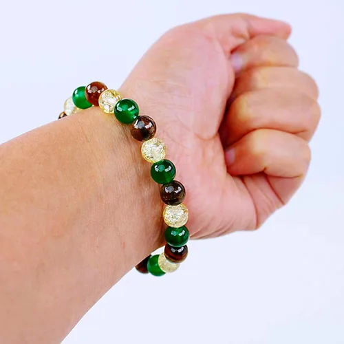 Vista 47 de Pulseras de triple protección con piedra de ojo de tigre de obsidiana negra con hematita para hombres y mujeres, pulsera de piedra curativa