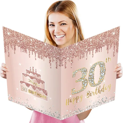 Vista 10 de Tarjeta grande de cumpleaños de 15 años con sobre, tarjeta de feliz cumpleaños 15 jumbo para niña, tarjetas de felicitación extra grandes para libro