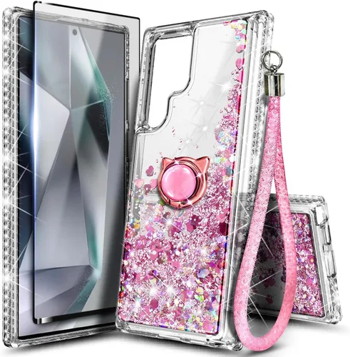 Vista 80 de NGB - Funda para teléfono Samsung Galaxy S9, color aguamarina/morado, bonita funda con purpurina líquida para mujeres y niñas, con protector