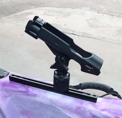 Vista 7 de Soporte para caña de pescar de 360 grados con soporte para caña de pescar, soporte de caña con kit de base de montaje en riel con accesorios
