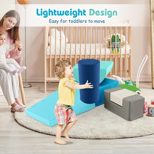 Vista 4 de Costzon Juego de escalada y gateo para niños pequeños, 6 piezas con cubierta de poliuretano para gatear, escalar y caminar, bloques de escalada